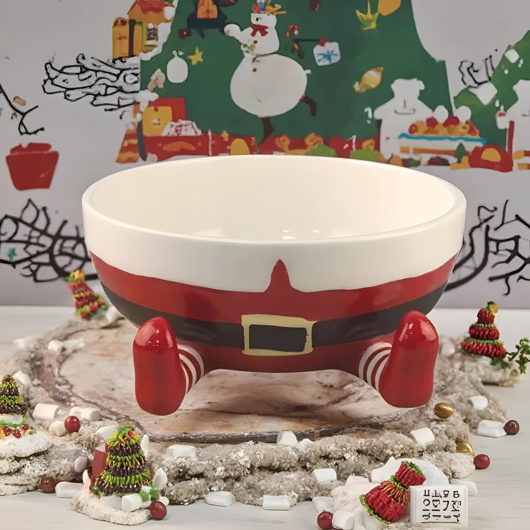 White porcelain creative Christmas ornament fruit plate snack storage tray with modern simplicity design