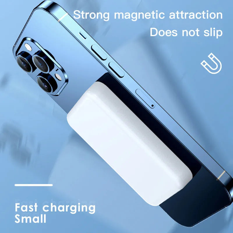 Pink magnetic wireless power bank showing dimensions 100x64x18mm