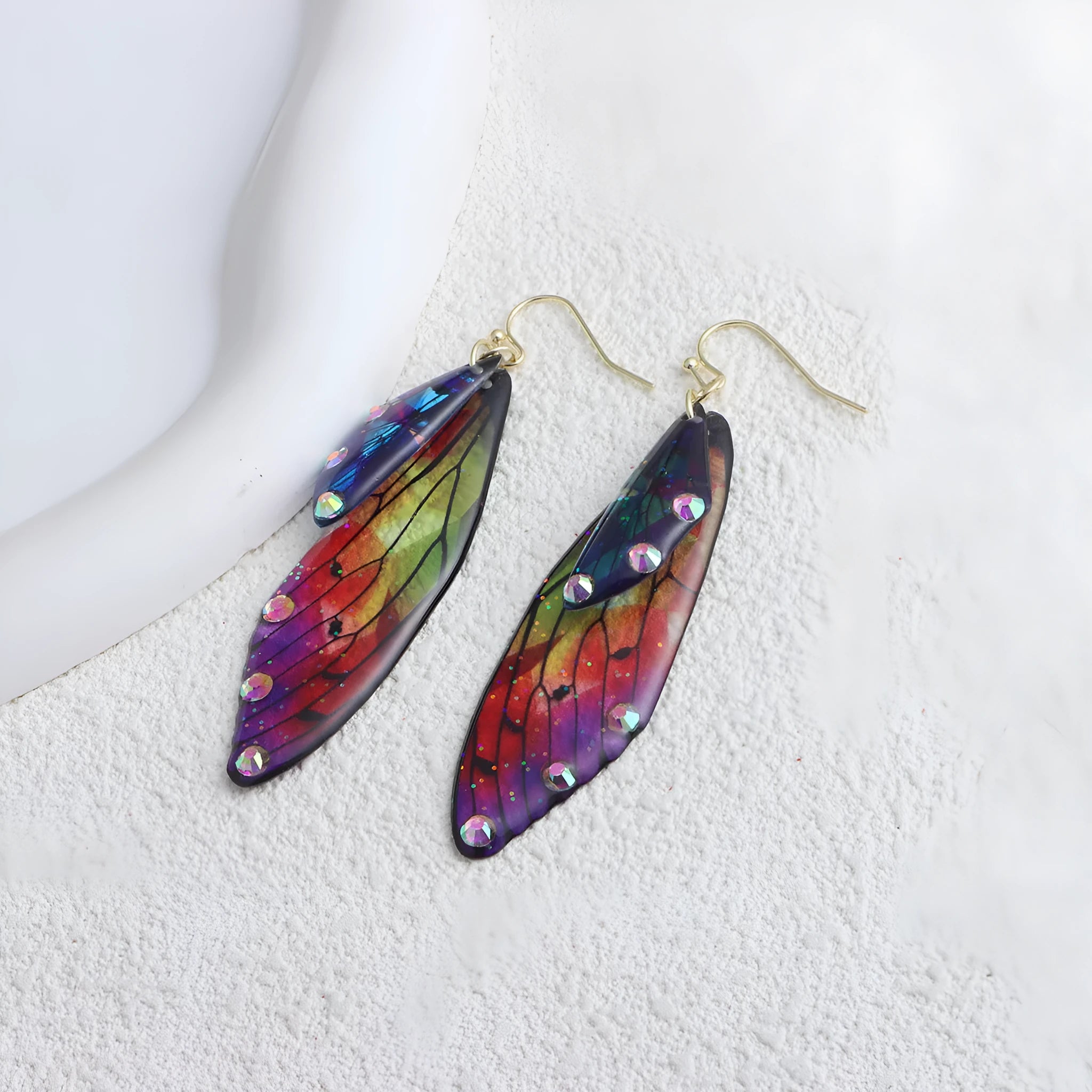Misty Rain In Southern simulation cicada wings earrings in colour hanging cup option