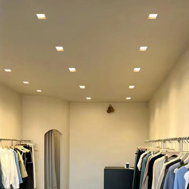 Ultra-thin square LED downlight in black finish with aluminium shell for ceiling grid installation