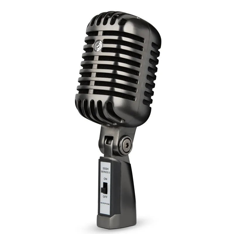 Retro-style wireless condenser microphone with cardioid pickup for karaoke, streaming, and recording.