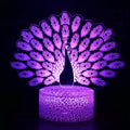 Colourful 3D acrylic USB table lamp with touch controls on compact ABS base
