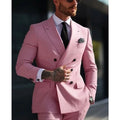 Men's slim fit two-piece suit in Korean style with cotton blend fabric