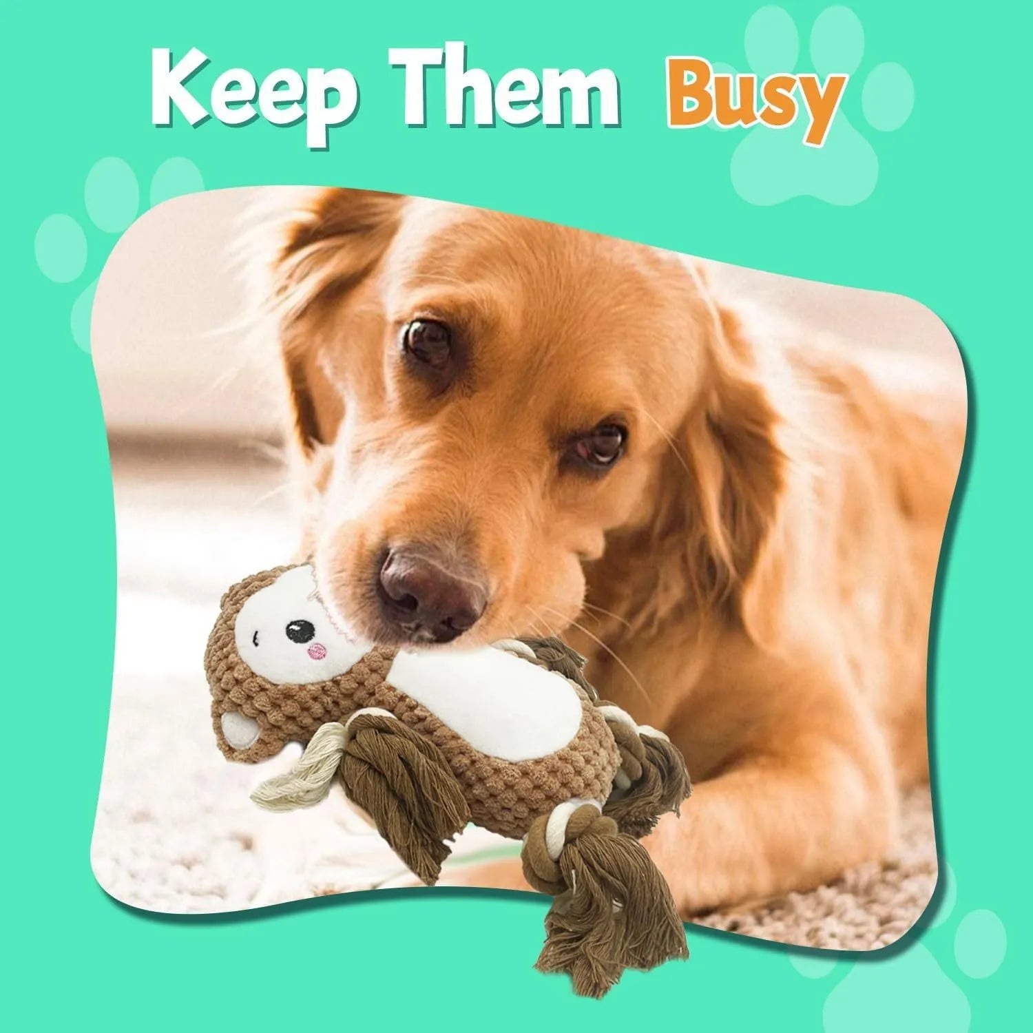 Plush squeaky dog toys showing lion and monkey designs for medium to large dogs