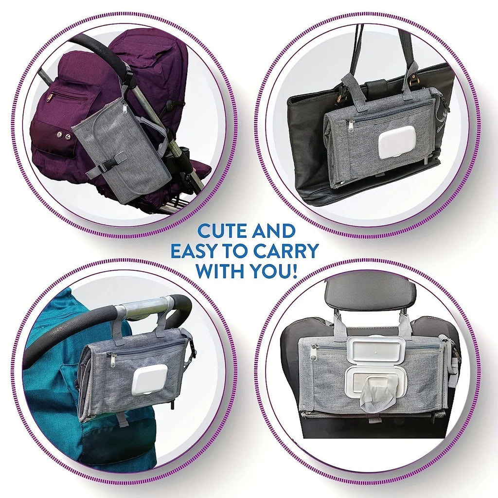 Portable waterproof baby change pilch in solid blue colour with Oxford fabric and PEVA lining
