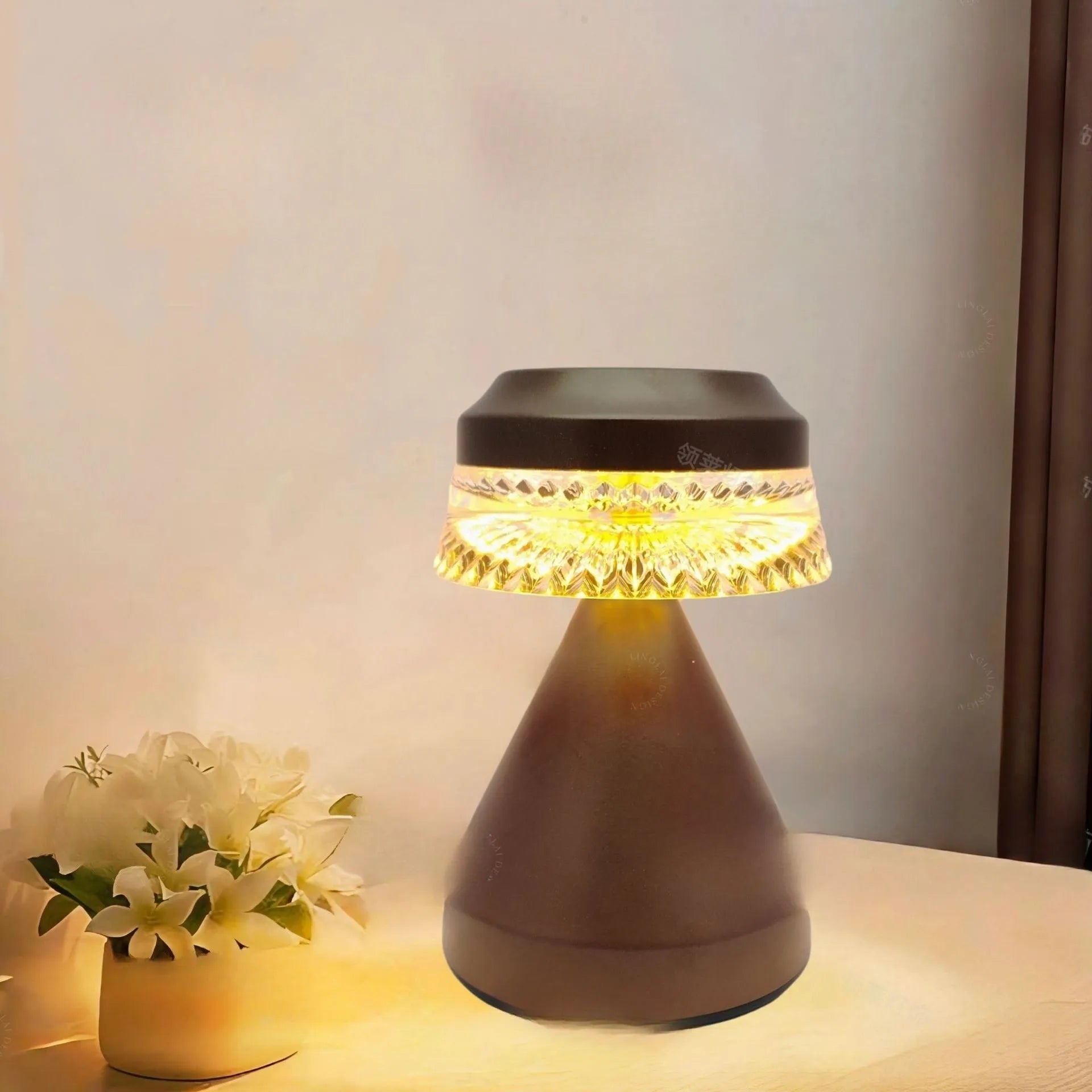 Creative LED charging night lamp in black, brown, or orange with three-colour dimming