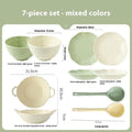 Seven-piece solid colour ceramic dinnerware set in gift box packaging