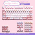 Sweet Cotton Candy pastel pink blue white mechanical keyboard keycap set with 112 or 120 key options