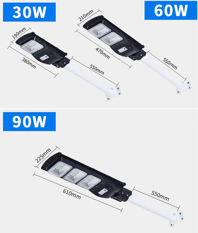 Integrated solar street light unit with solar panel and LED light source for outdoor installation