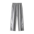 Men's black loose-fit straight-leg sports trousers for summer, shown on a hanger.