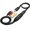 HDMI to AV converter adapter cable with RCA connections, 110cm length