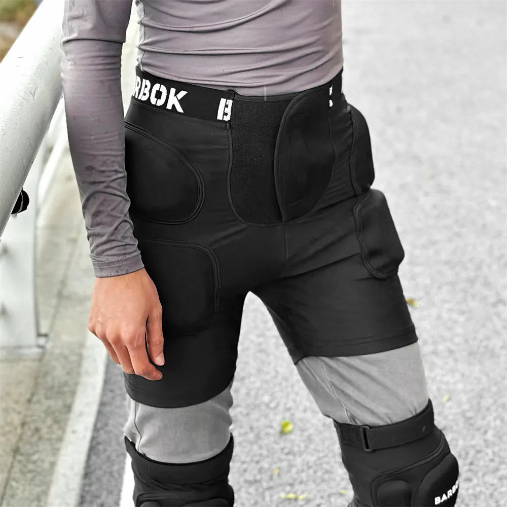 Black spandex and NBR protective hip pad for skating and skiing safety