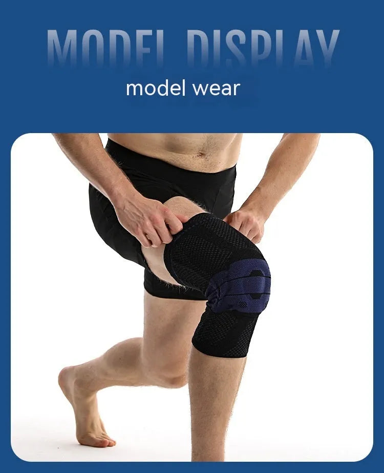 Adult black and blue nylon spandex basketball sports kneecap protector for running