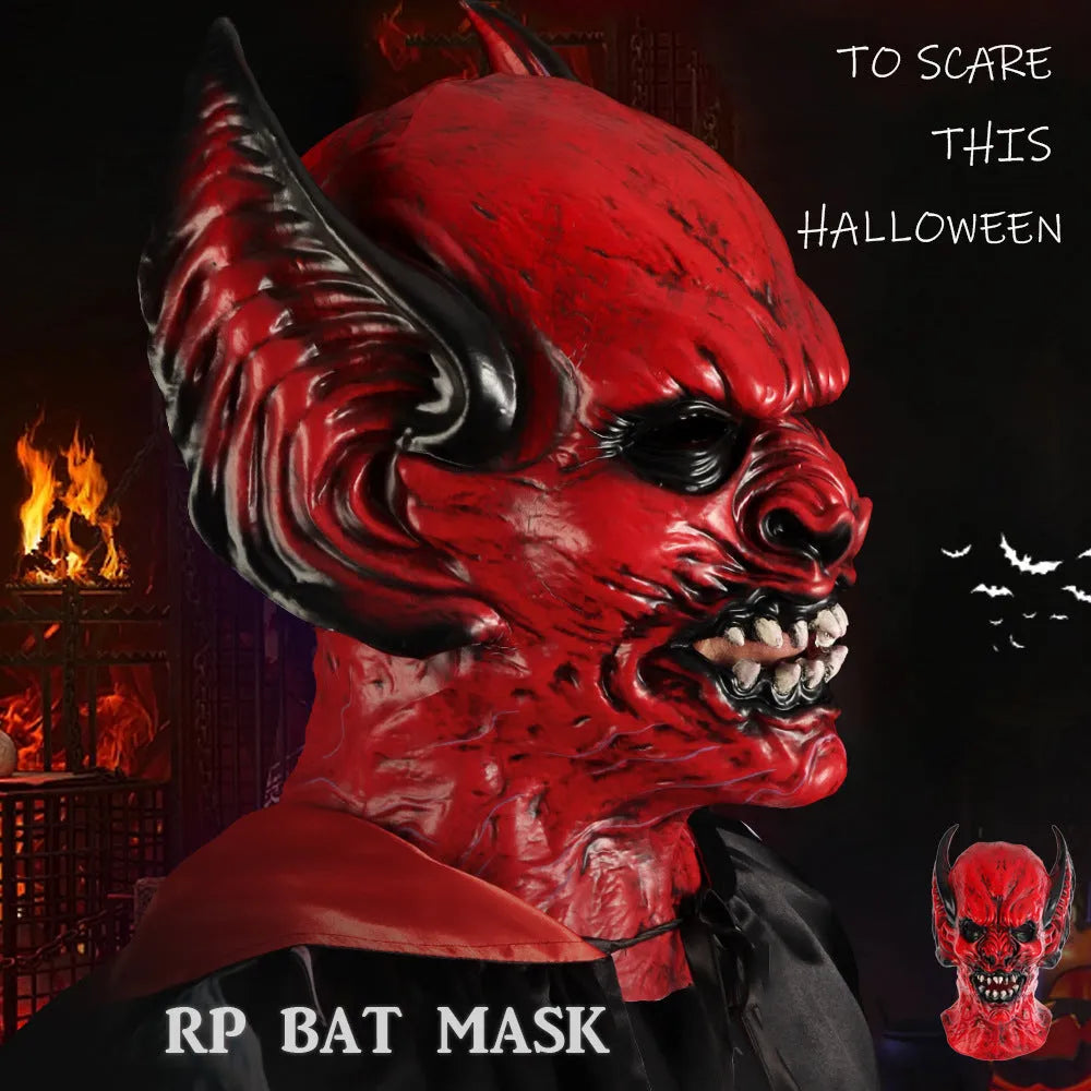 Red bat horror mask made from RP foam for Halloween and costume parties