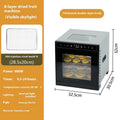 Stainless steel fruit dehydrator appliance with visual skylight top and multiple drying trays.
