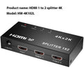 HDMI splitter device with one input and two output ports for 4K video distribution