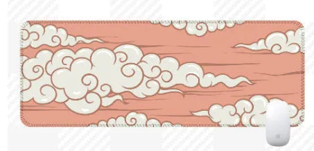 Large rectangular rubber desk mat with minimalist pattern on a wooden table.