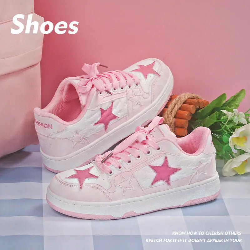 Denim skateboard shoes in black, green, or pink with flat rubber sole and lace-up front.
