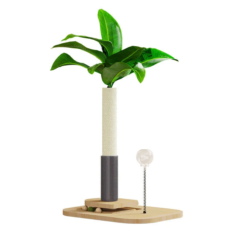 Wooden vertical cat scratching post with canna colour finish and sturdy base