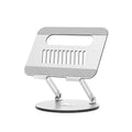 Silver aluminium alloy laptop stand with rotatable height-adjustable design