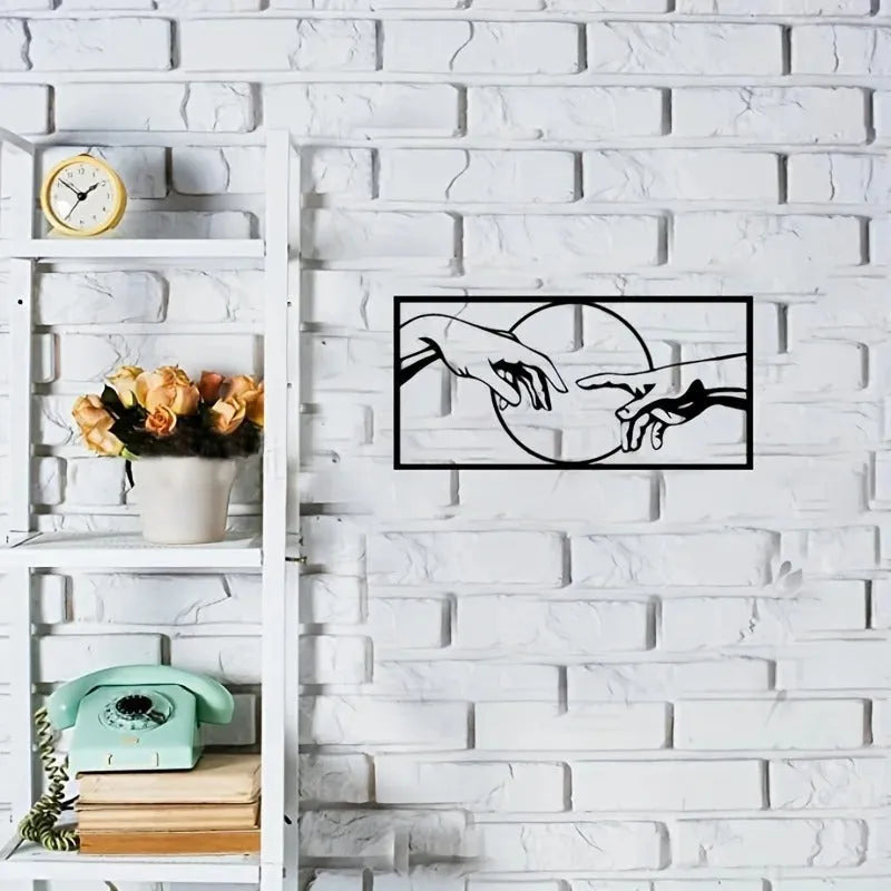 Modern black metal geometric wall art made of iron, size 19.5 by 40 centimetres, for home decor