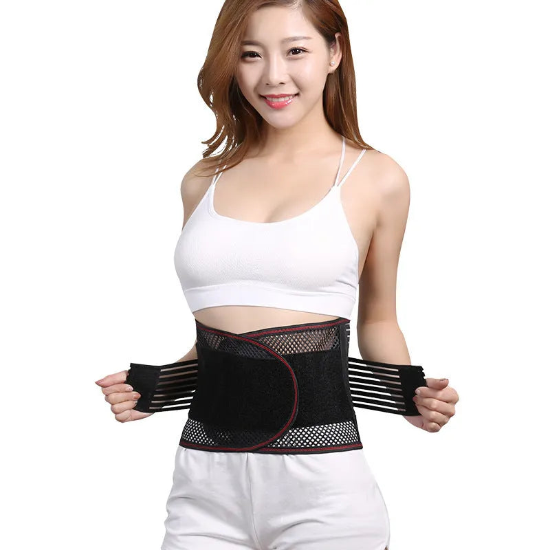 Black sports waist support with steel plate decompression for adult running, yoga and basketball