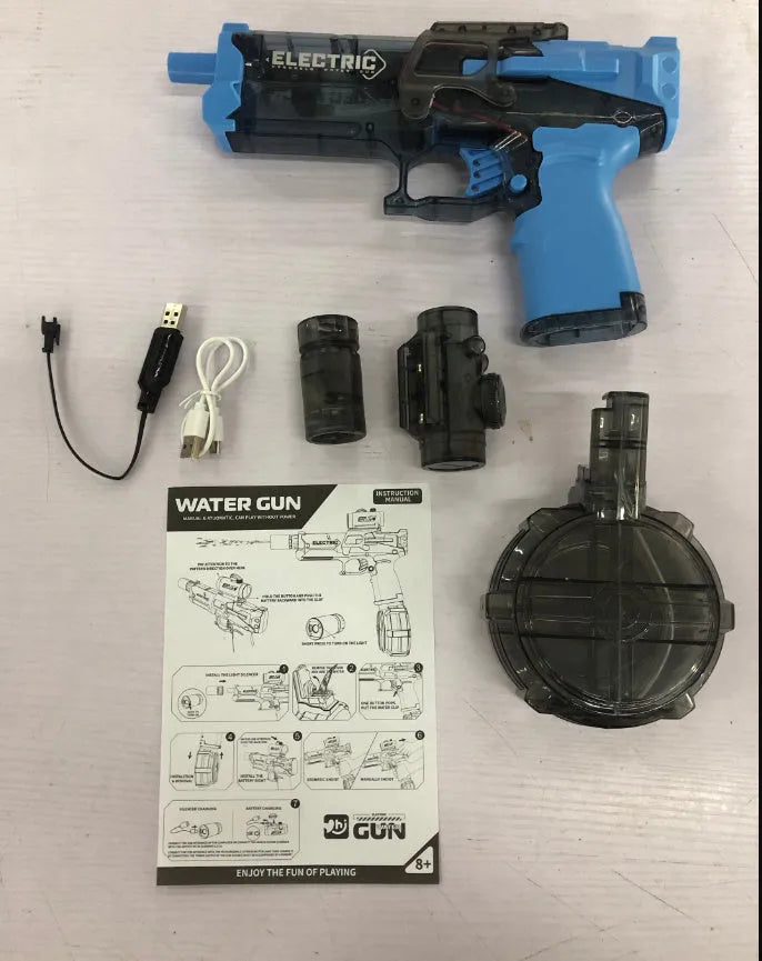Fire Rat electric water pistol with cool light in blue and black colours