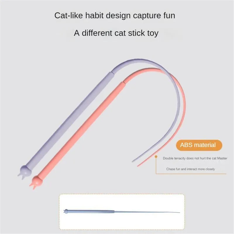 Blue simulated mouse tail cat toy with 80cm stick and soft silicone tail for interactive play