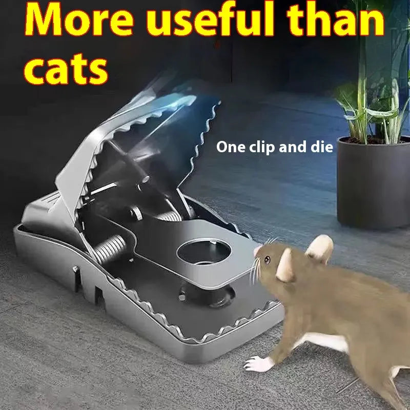 Automatic mouse cage trap with metal and plastic construction showing cage mechanism