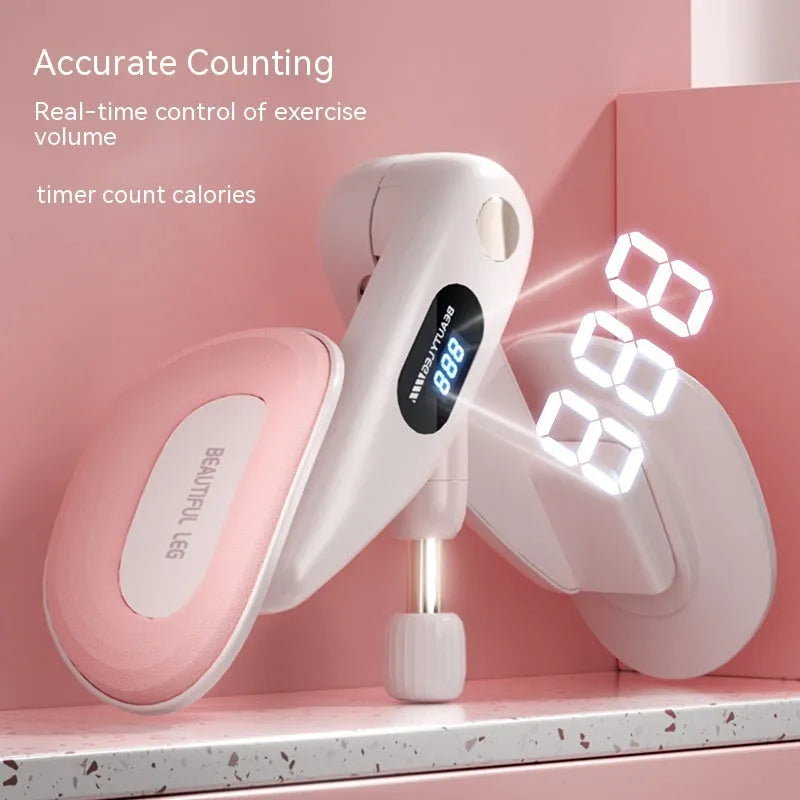 A pelvic floor muscle trainer with a counter, shown in gray, made from ABS plastic with foam-covered springs.