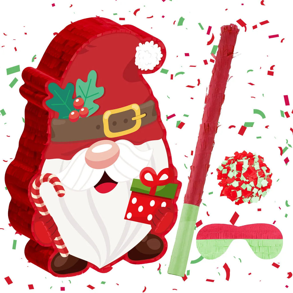 Creative Home Christmas elf pinata decoration in paper with strike stick, eye mask, and paper scraps, 27.5x7.5x40cm