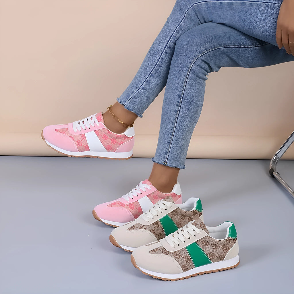 Oversized women's casual lace-up shoes in khaki, artificial PU upper, round toe, shallow mouth, flat rubber sole