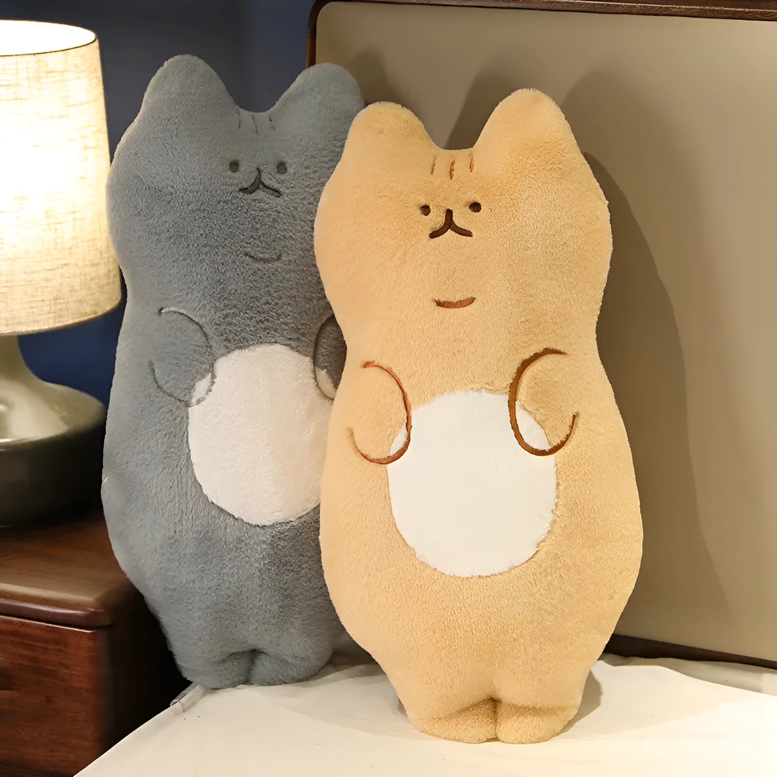 Cute cartoon cat pillow plush toy in 70cm size, standing cat design in yellow
