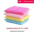 Pinstripe fabric dishwashing sponge mop with plastic handle in macaron mixed colours for kitchen cleaning
