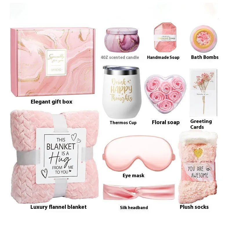 Aromatherapy bath gift set with candle and soap in modern simplicity style plastic box