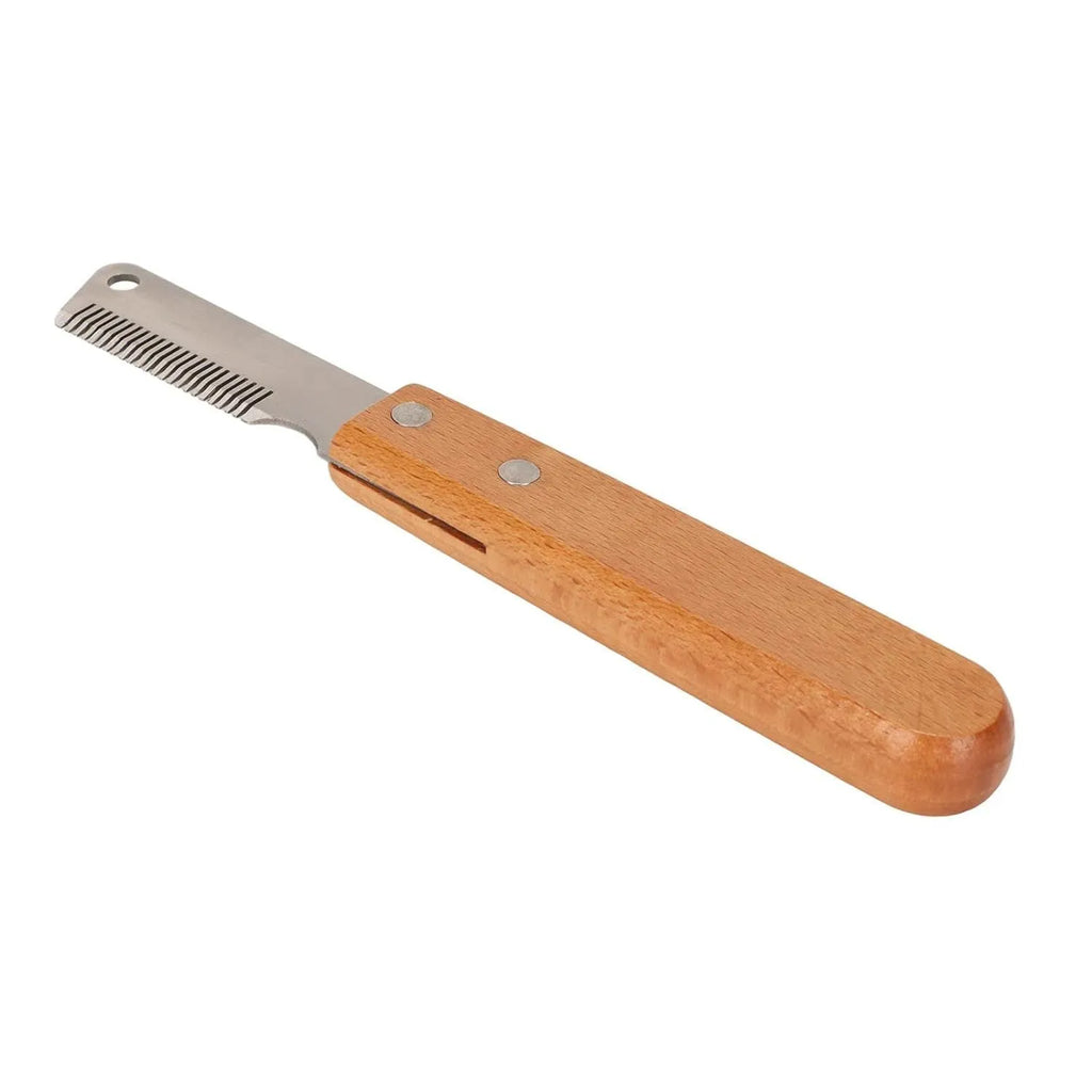 Pet stripping comb with wooden handle for dog and cat grooming