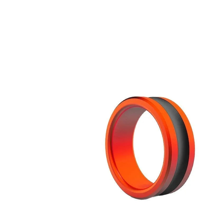 Orange and silver coloured alloy fishing hand guard pull loop with non-slip grip.
