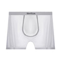 Men's satin ice silk seamless boxers in Moonlight White colour, nylon fabric