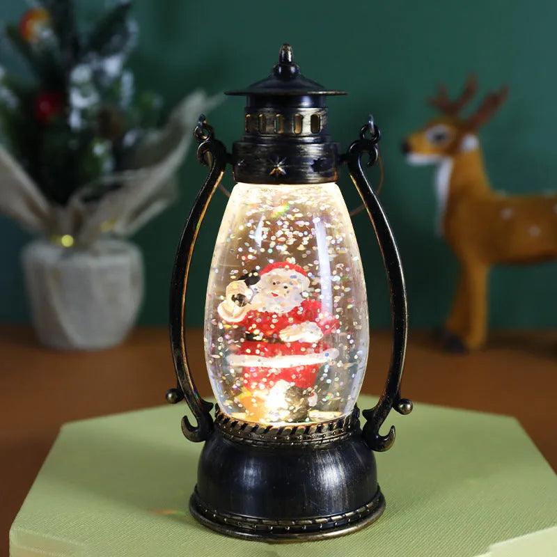 Crystal ball portable oil lamp Christmas desktop decoration with light-emitting function in snowman or elderly theme