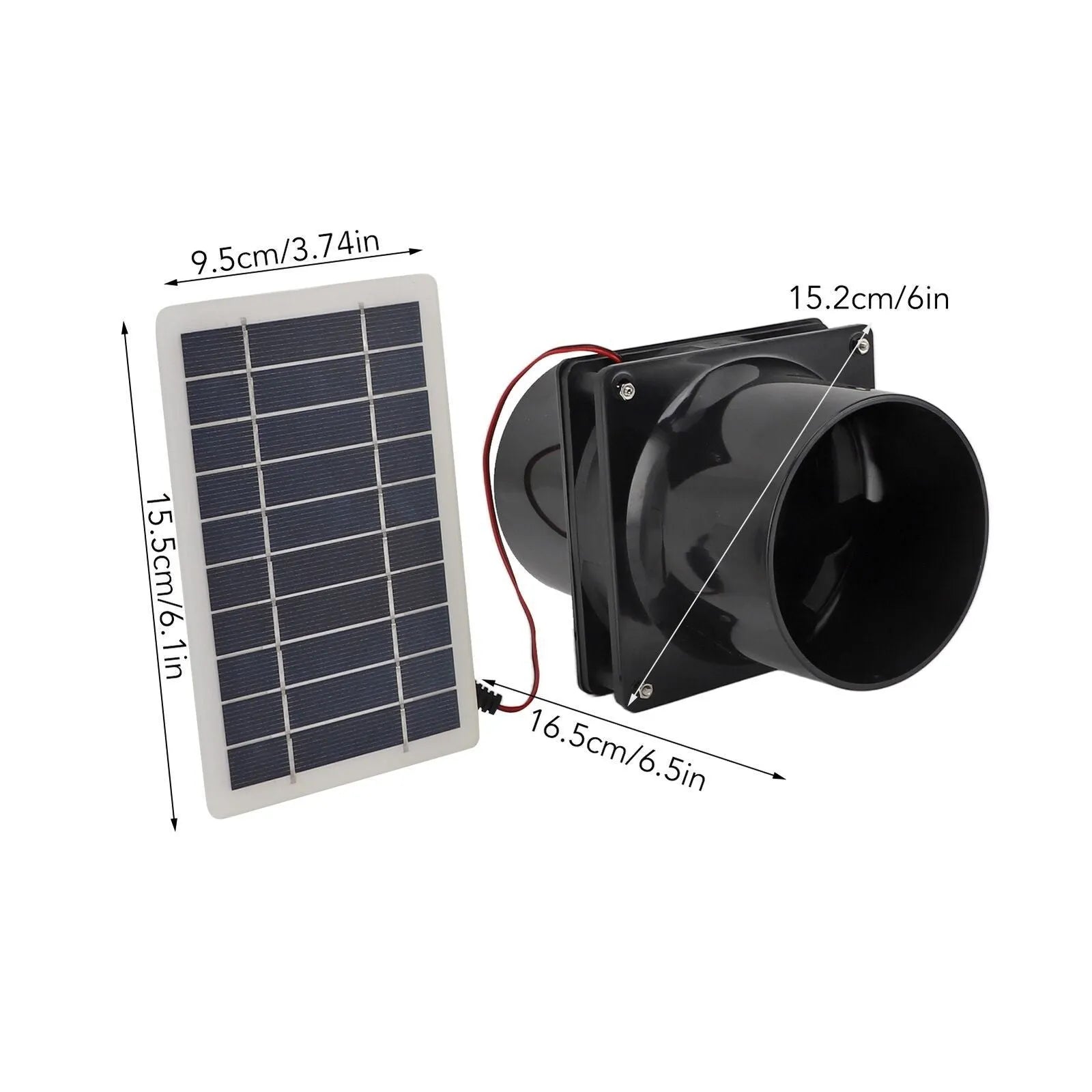 Solar waterproof double exhaust fan with 10W monocrystalline silicon panel and plastic fan kit