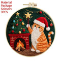 Cotton linen embroidery material package showing autumn fruit patterns for cat-themed DIY projects