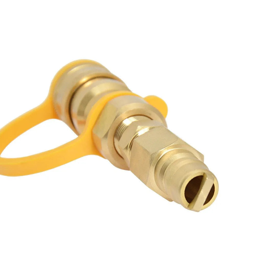 Gold brass gas propane conversion charging connector with 3/8 inch American standard thread