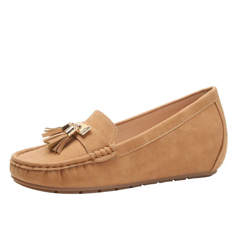 Flat heel height increasing insole casual work shoes in artificial PU with 3-5cm mid heel