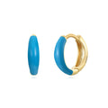 Geometric U-shaped epoxy oval curved earrings in multiple colours with silver needle copper construction