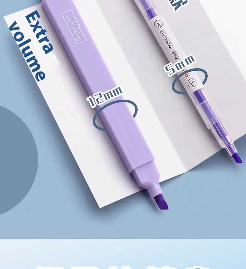 A pack of double-headed fluorescent marker pens showing their two distinct tips, available in mixed colours or themed sets.