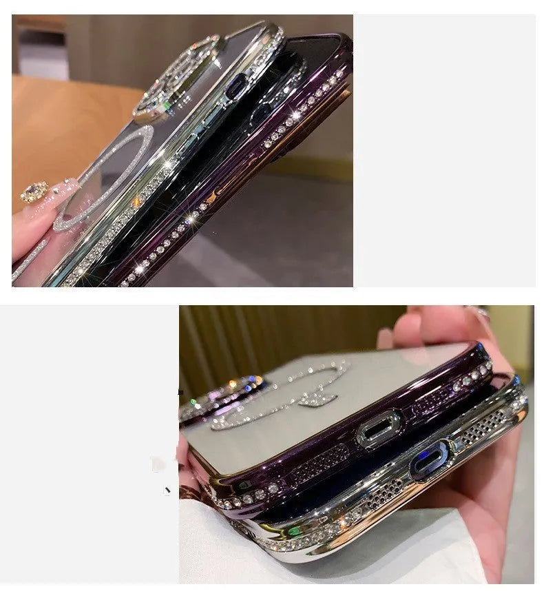 Wireless magnetic silicone iPhone case in Deep Purple, showing full-coverage, drop-resistant design.