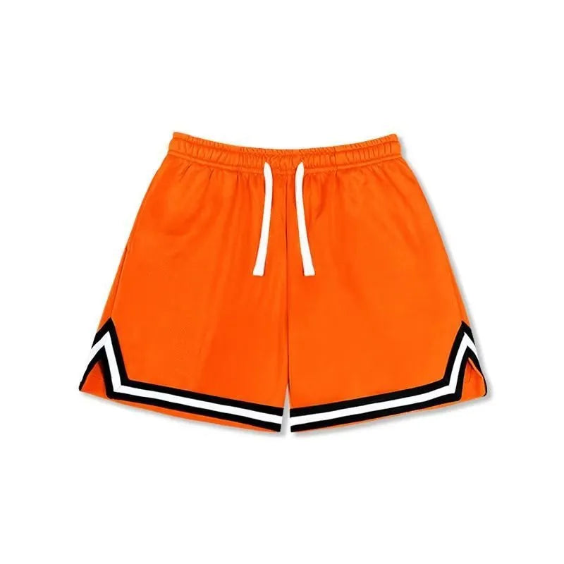 Men's elastic polyester summer shorts in a loose fit, shown in a choice of colours like black or apricot.