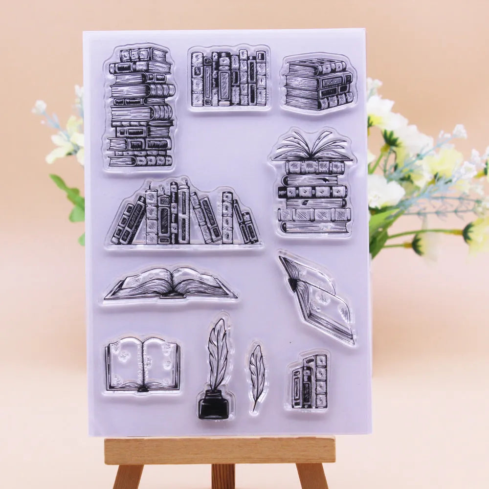 Transparent silicone stamp measuring 11x16cm with white seal pattern for hand accounting