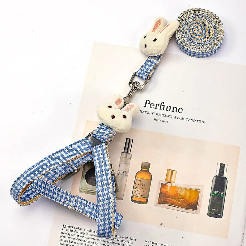 Quick release small dog harness and leash set in blue colour with anti-pull design