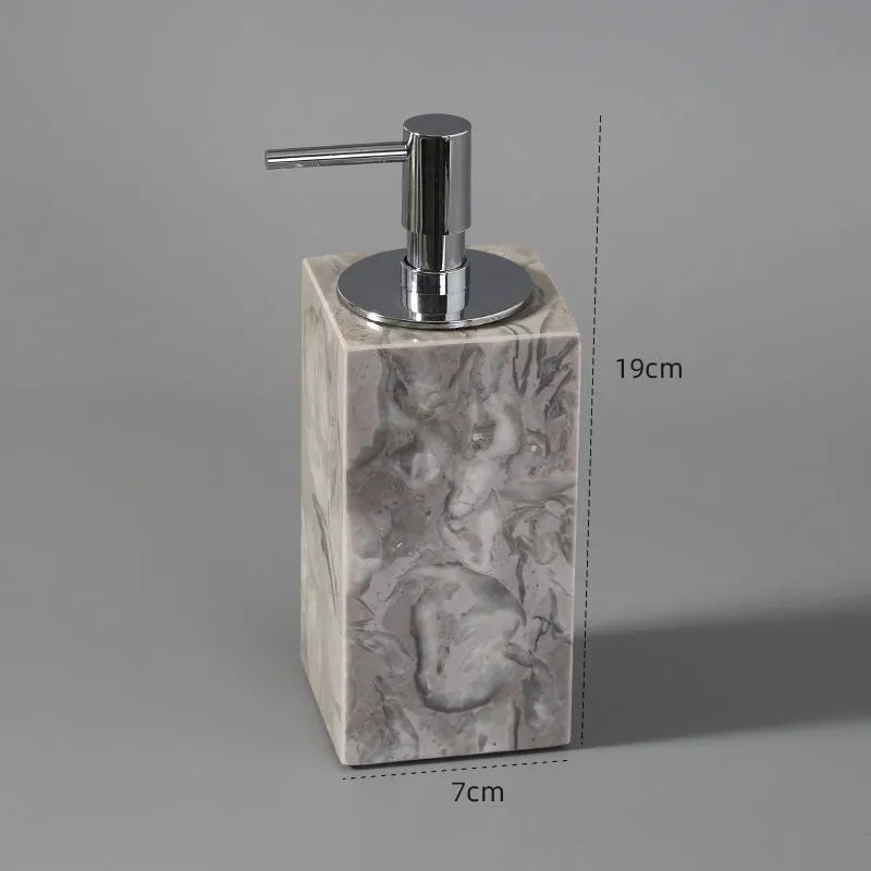 Marble bathroom toilet set with Bawang flower pattern including 16 pieces such as tissue boxes, lotion bottles, soap dishes, trays